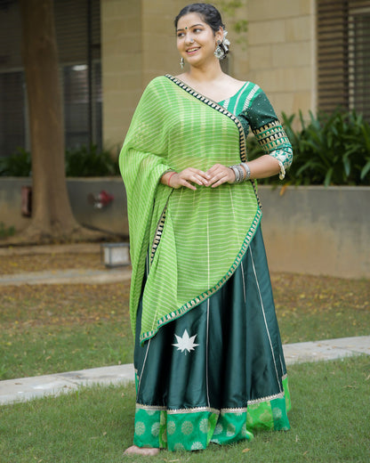 Dark Green Patchwork Chaniya Choli Set