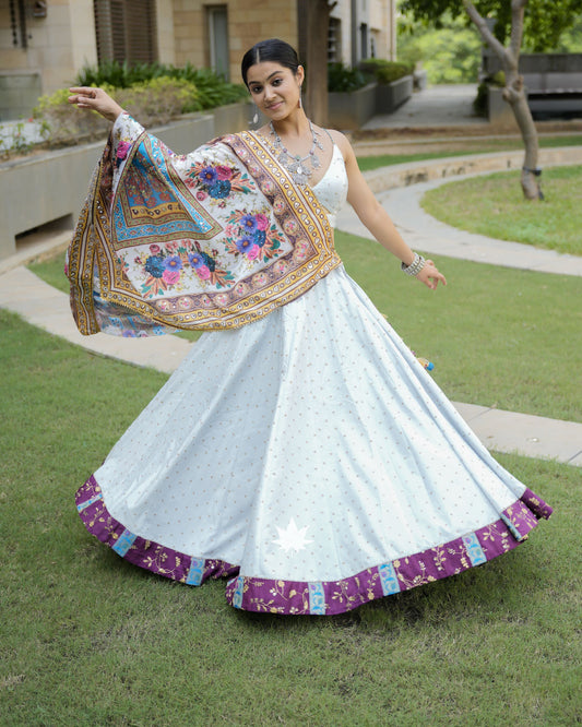 Dusty Blue And Purple Chaniya Choli Set