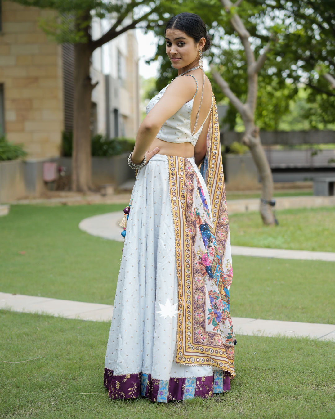 Dusty Blue And Purple Chaniya Choli Set