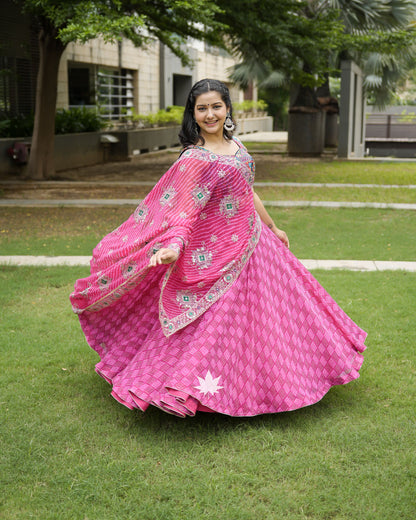 Blue And Pink Chaniya Choli Set