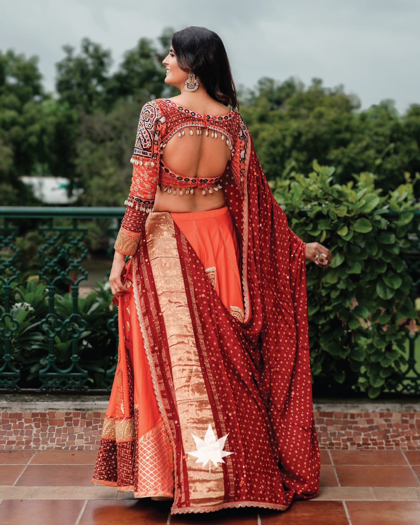 Flawless Orange Silk Patchwork Chaniya Choli Set