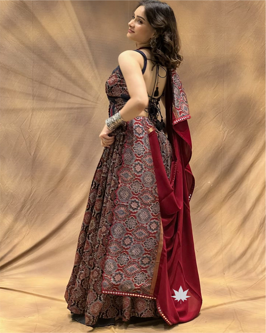 Aaranya Ajrak Brown Cotton Chaniya Choli
