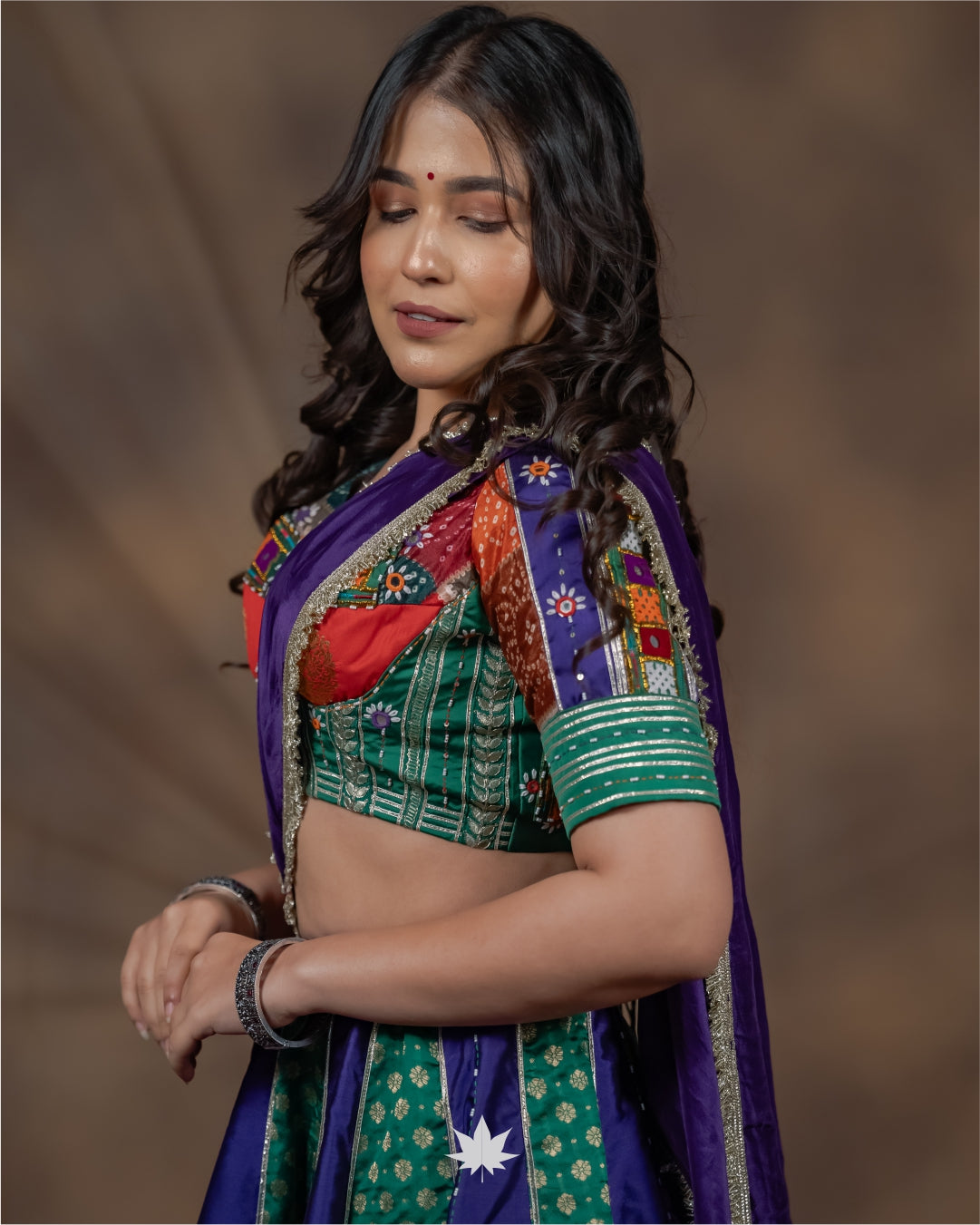 Vamika Green & Purple Patchwork Chaniya Choli