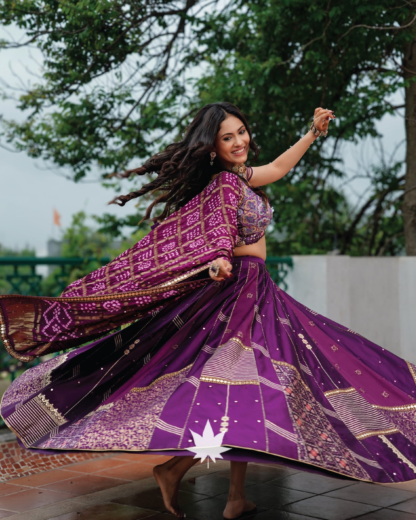 Vibrant Purple Silk Patchwork Chaniya Choli Set