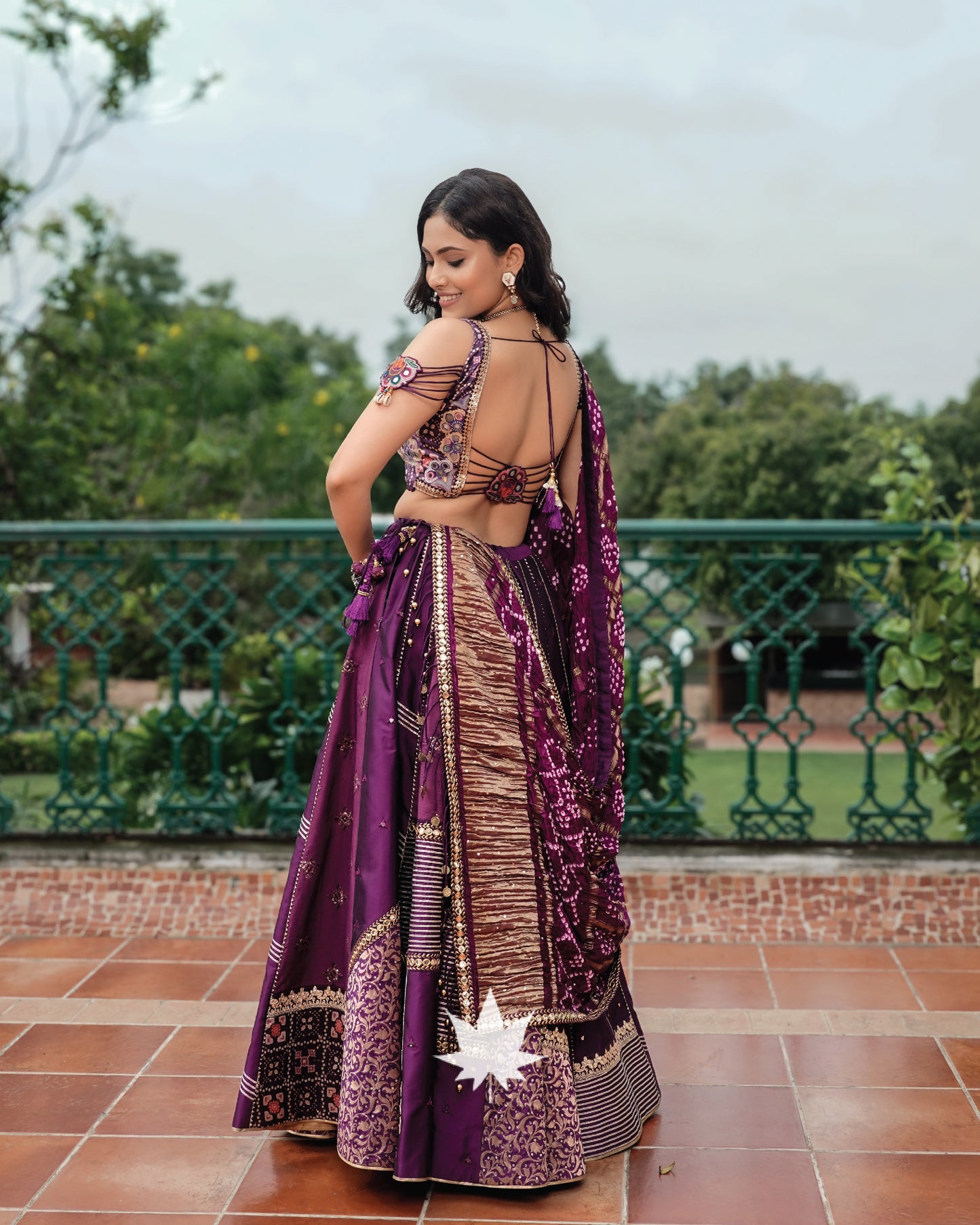 Vibrant Purple Silk Patchwork Chaniya Choli Set