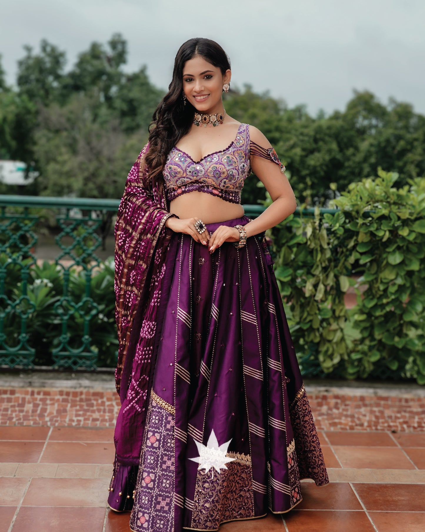 Vibrant Purple Silk Patchwork Chaniya Choli Set