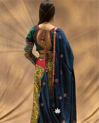 Avani Olive Green Ajrak Chaniya Choli