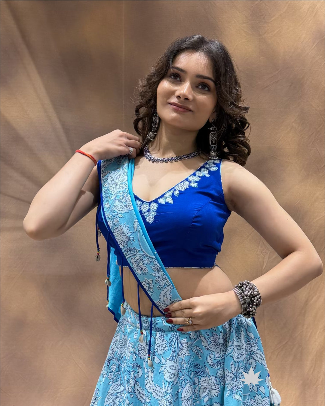 Neelpari Sky Blue Cotton Chaniya Choli