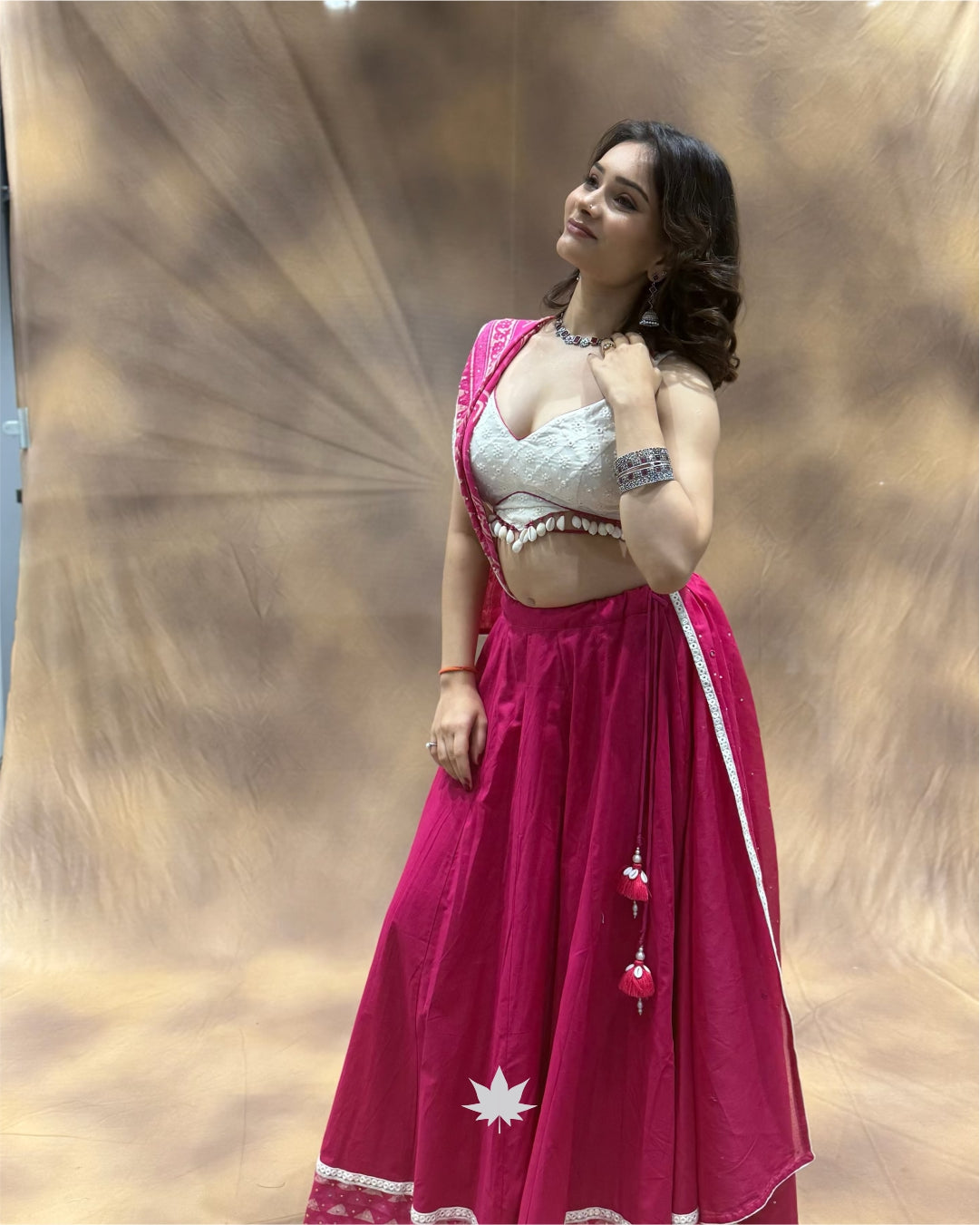 Gulika Pink & White Cotton Chaniya Choli
