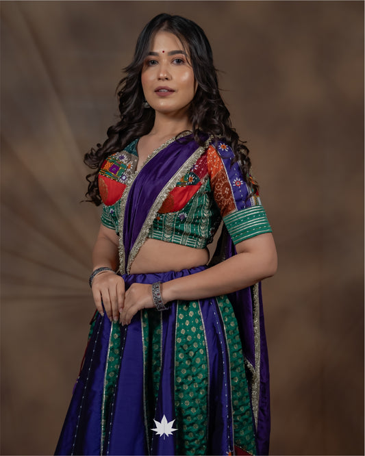 Vamika Green & Purple Patchwork Chaniya Choli
