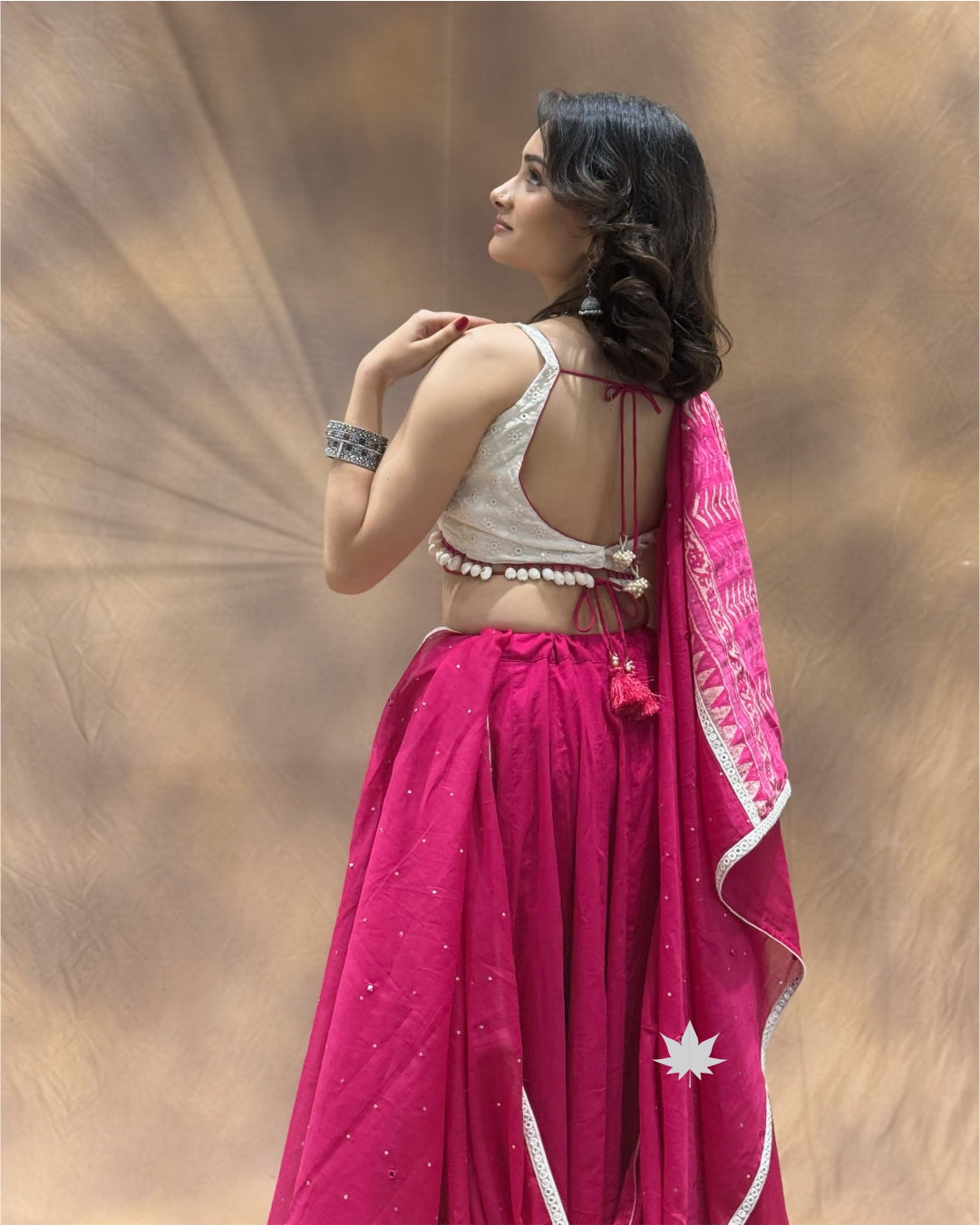 Gulika Pink & White Cotton Chaniya Choli