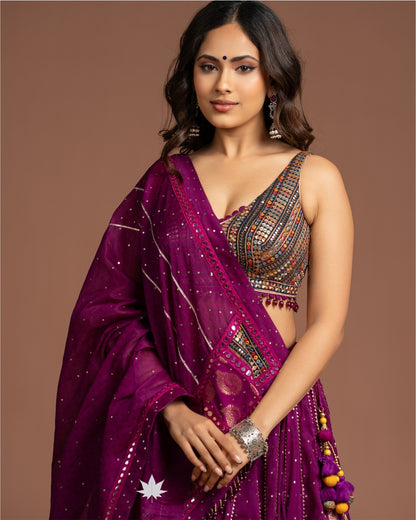 RangRitu Purple Ghagra Set
