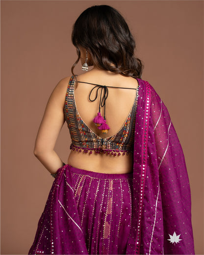RangRitu Purple Ghagra Set