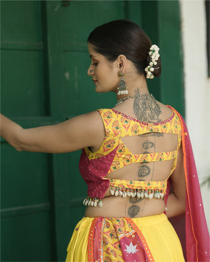 Yellow And Pink Chaniya Choli Set