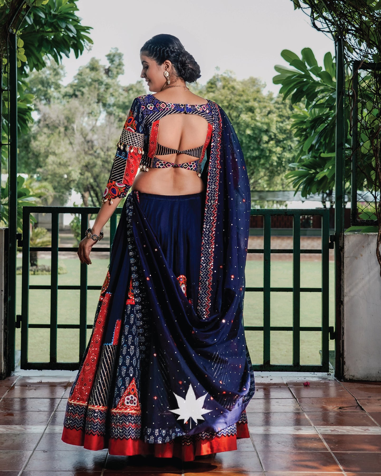 Deep Blue Multiolor Patchwork Chaniya Choli Set