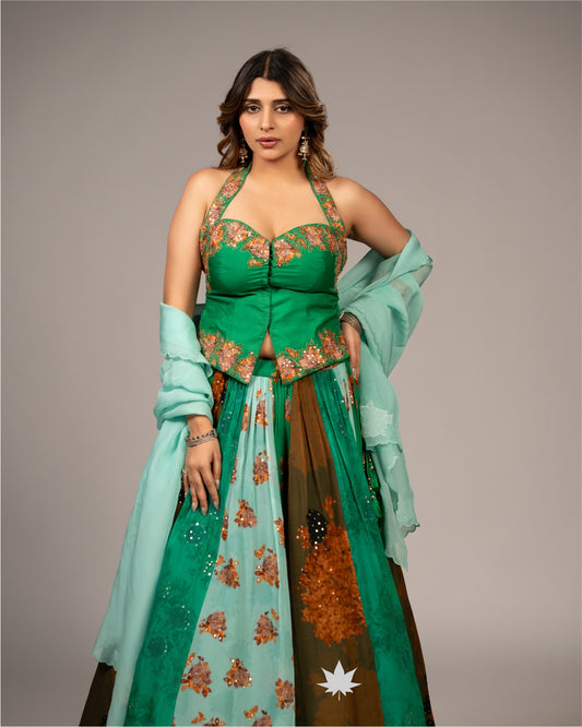 Emerald Muse – Embroidered Lehenga Set