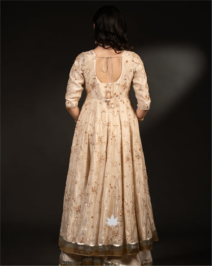 Golden Noor- Tissue Anarkali Set