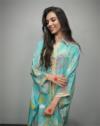 Turquoise Boho Kaftan Set