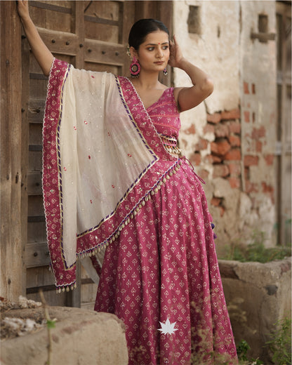 Pink And White Chaniya Choli Set