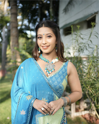 Blue Cotton Chaniya Choli Set