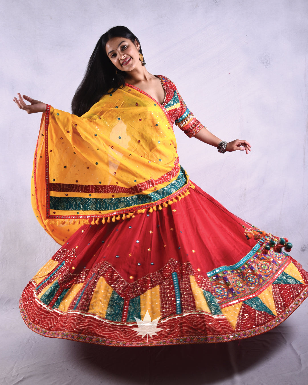 Red And Yellow Gamthi Chaniya Choli Set