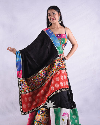 Black Patchwork Chaniya Choli Set