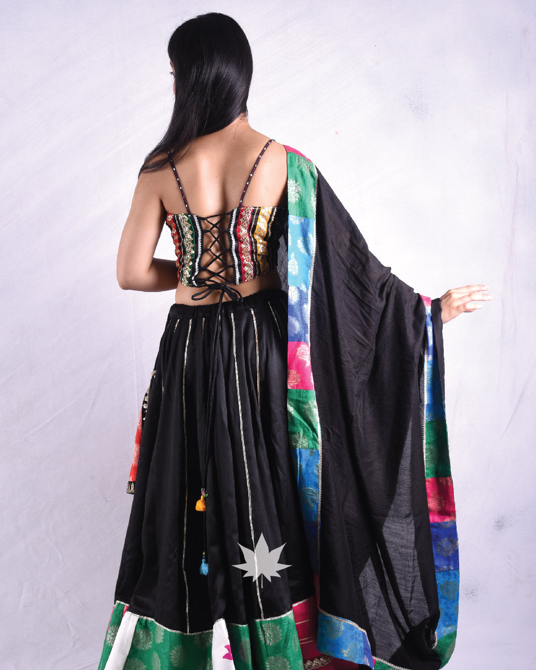 Black Patchwork Chaniya Choli Set