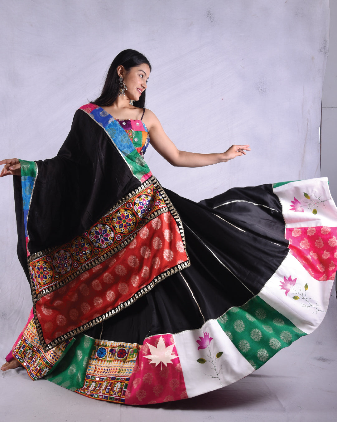 Black Patchwork Chaniya Choli Set