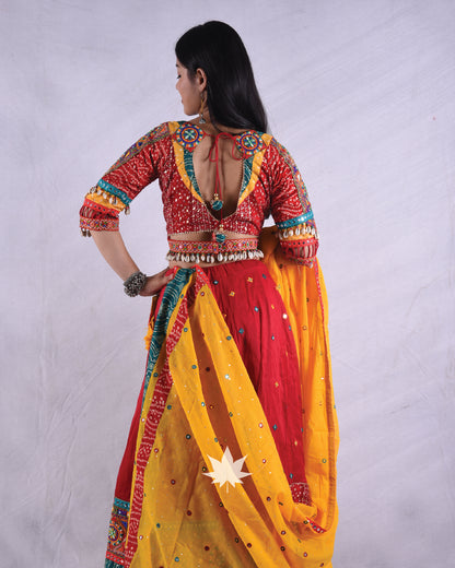 Red And Yellow Gamthi Chaniya Choli Set