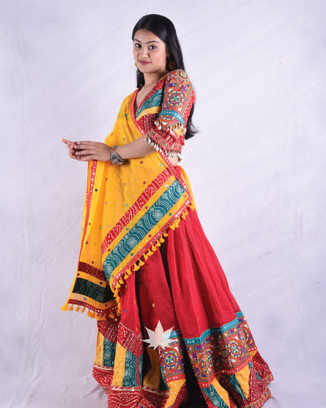 Red And Yellow Gamthi Chaniya Choli Set