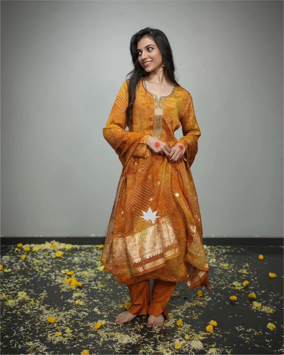 Mustard Ombre Banarasi Kuta Set