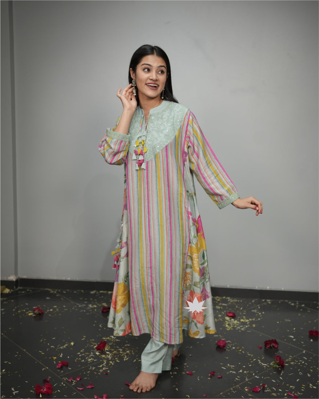 Pastel Green Printed Kurta Set