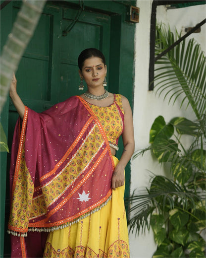 Yellow And Pink Chaniya Choli Set