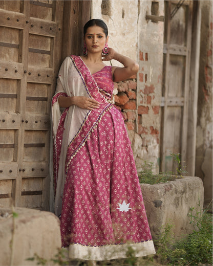 Pink And White Chaniya Choli Set