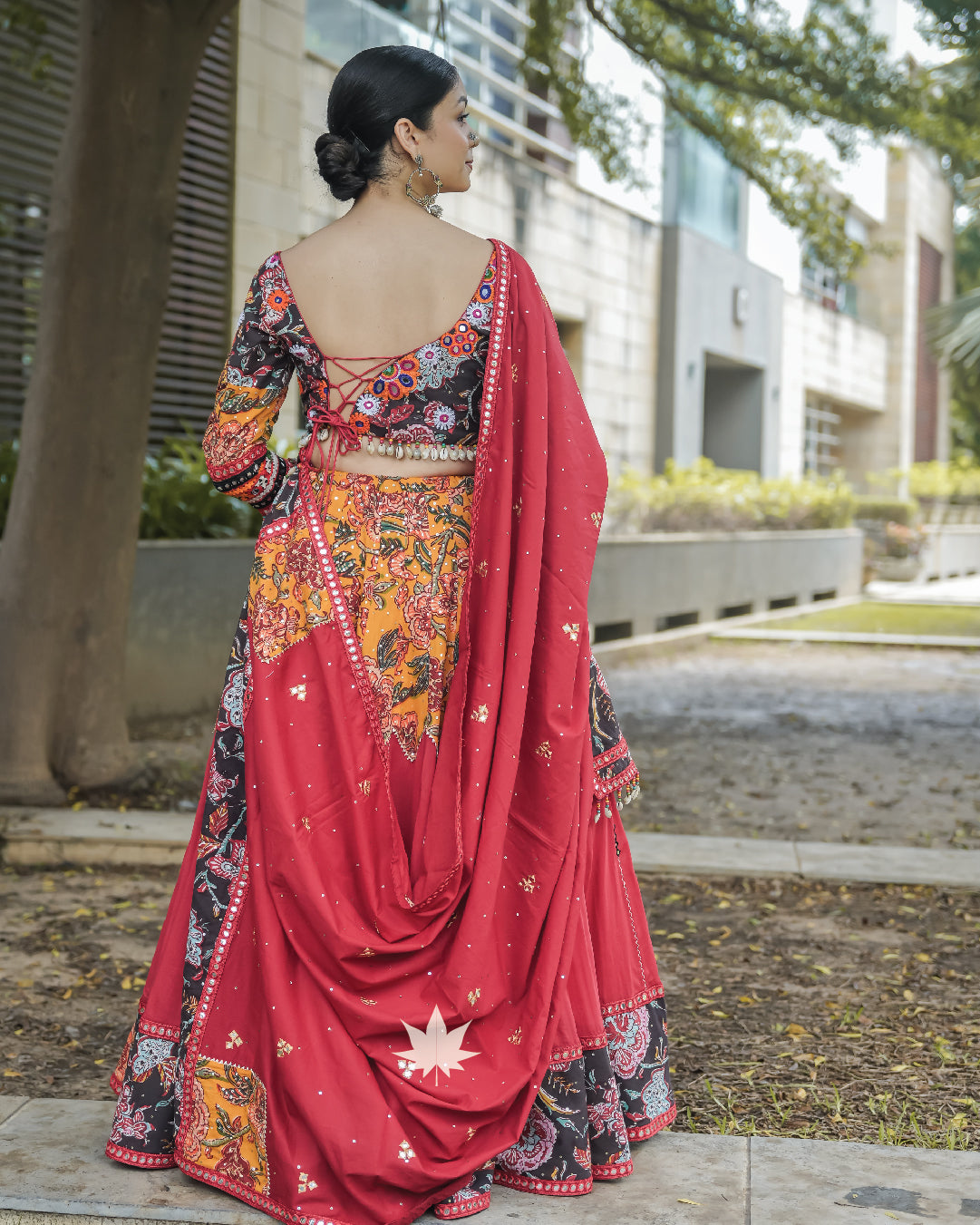 Red floral chaniya choli set