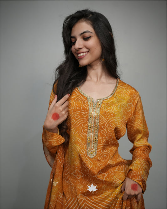 Mustard Ombre Banarasi Kuta Set