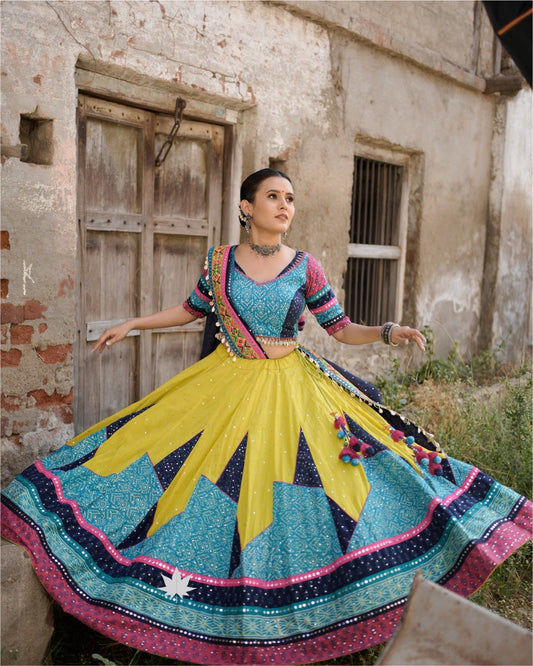 Blue And Yellow Chaniya Choli Set