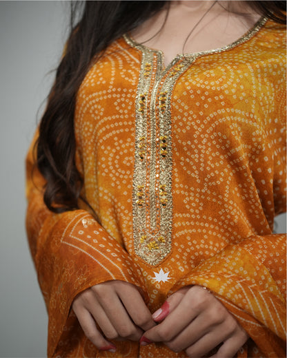 Mustard Ombre Banarasi Kuta Set