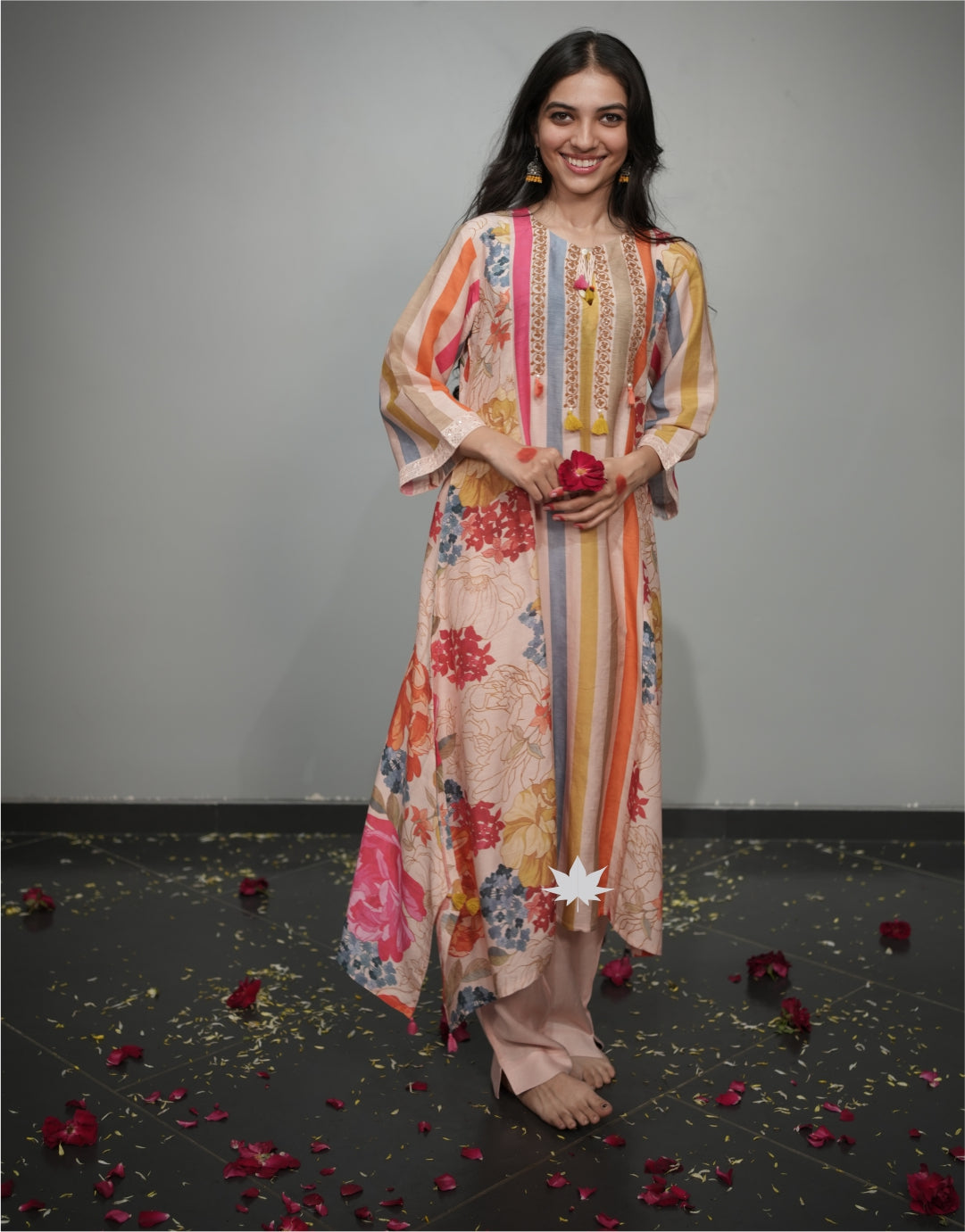 Cream Floral Printed Kurta Set