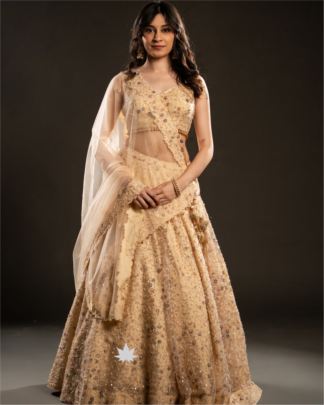 Golden Glow – Embroidered Net Lehenga Set