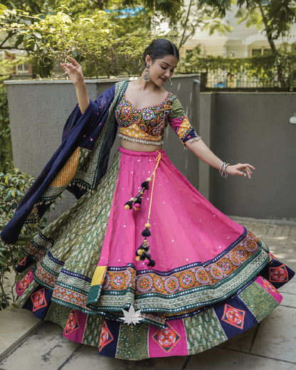 Multicolor layered chaniya choli set