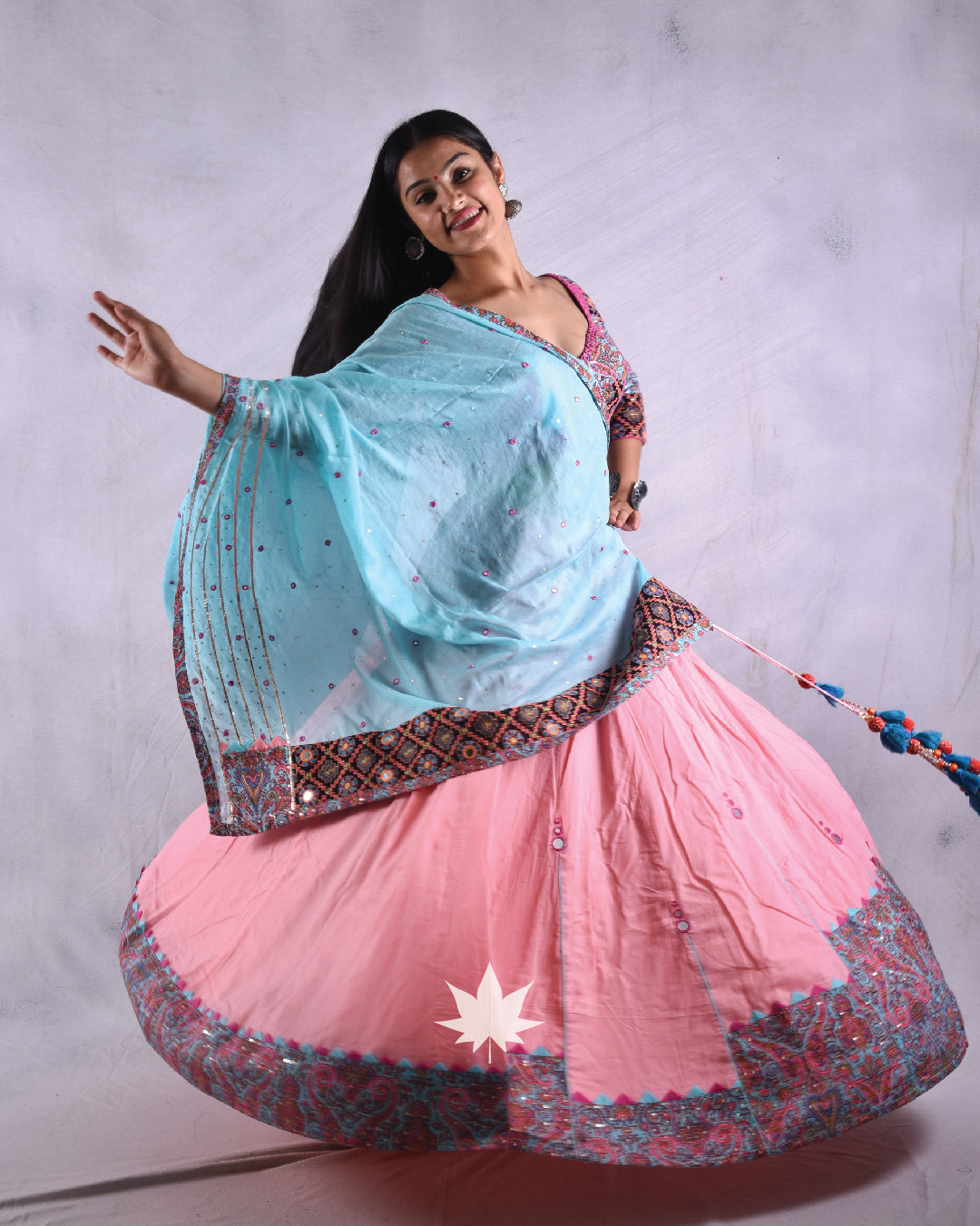 Pastle Pink And Blue Chaniya Choli Set