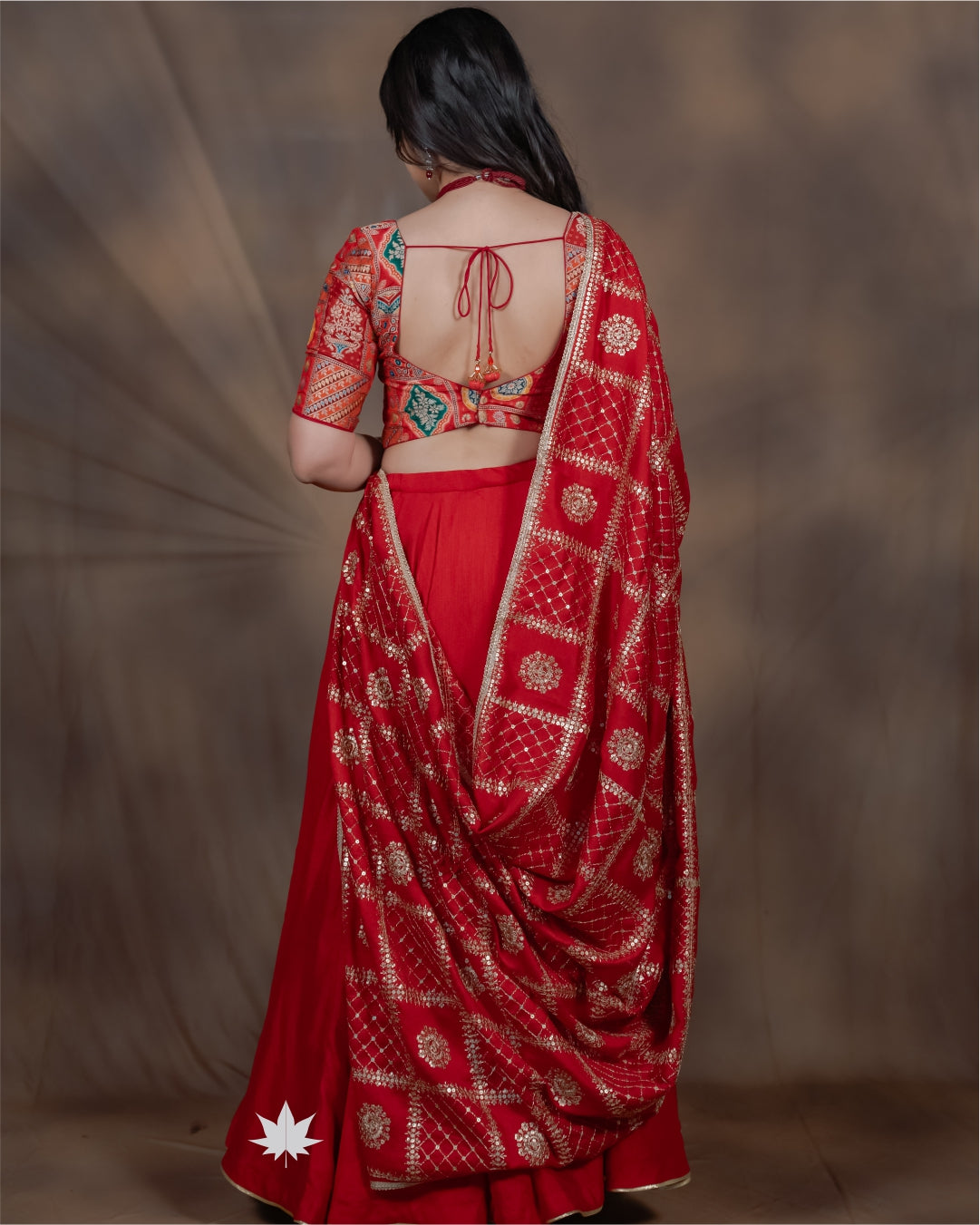 Red Embroidered Chaniya Choli with Dupatta