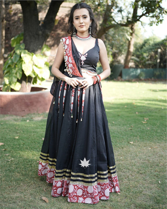 Black Cotton Chaniya Choli Set