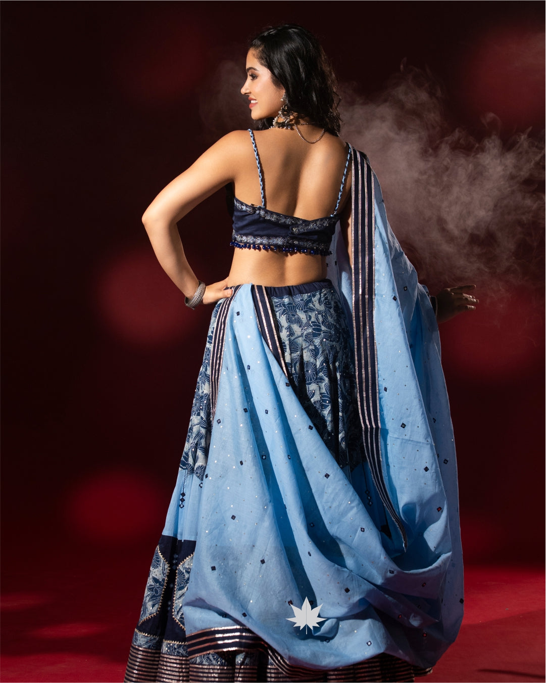 Midnight Sky Blue Bandhej Chaniya Choli
