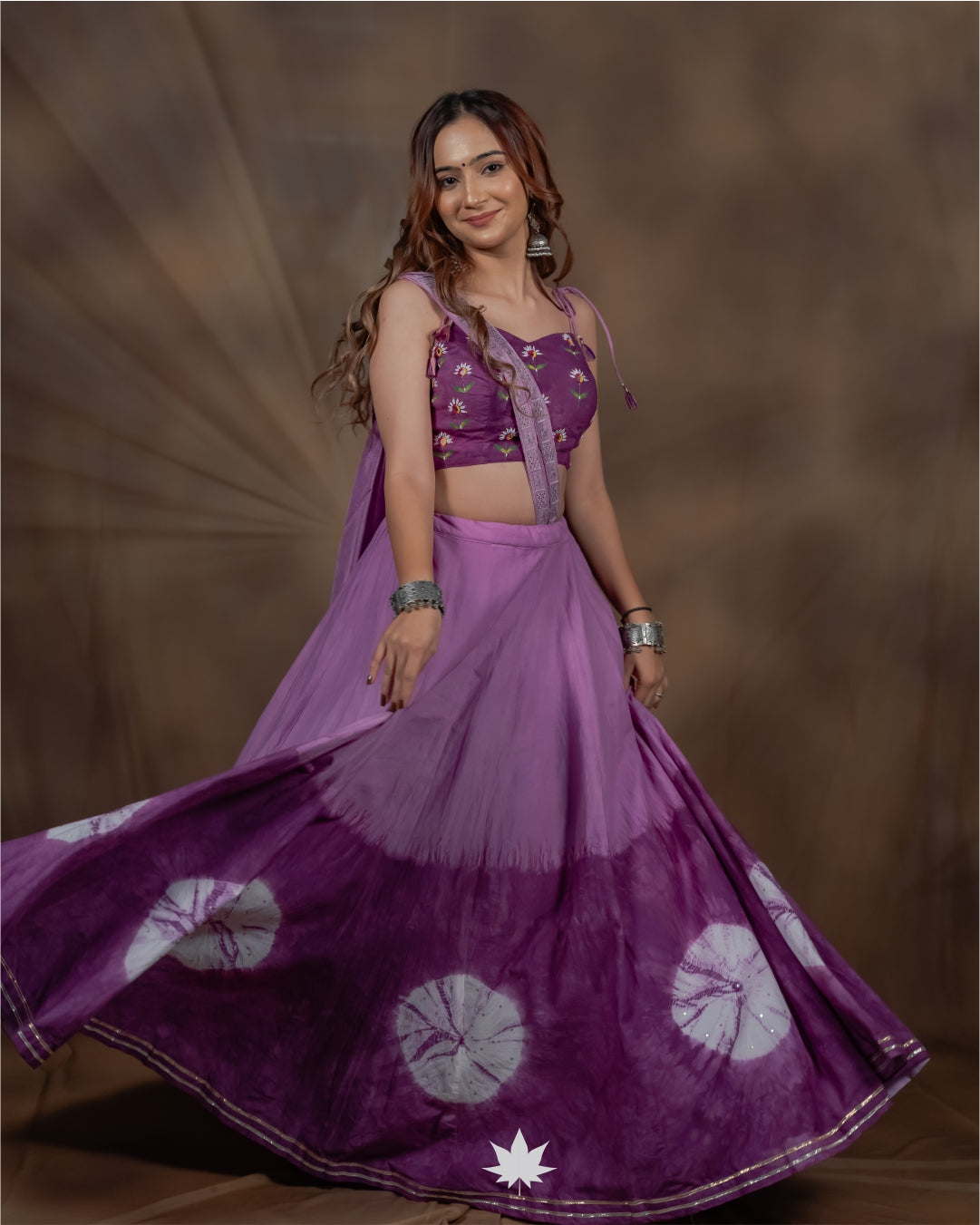 Iraah Purple Hand-Painted Floral Chaniya Choli