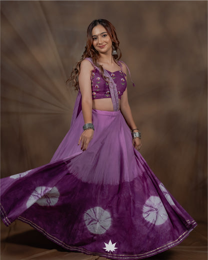 Iraah Purple Hand-Painted Floral Chaniya Choli