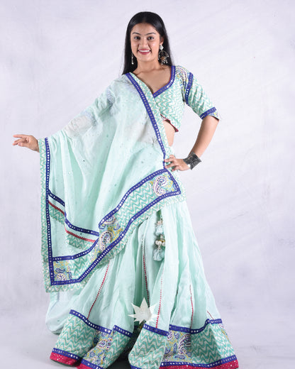 Pastel Green Asymmetrical Chaniya Choli Set