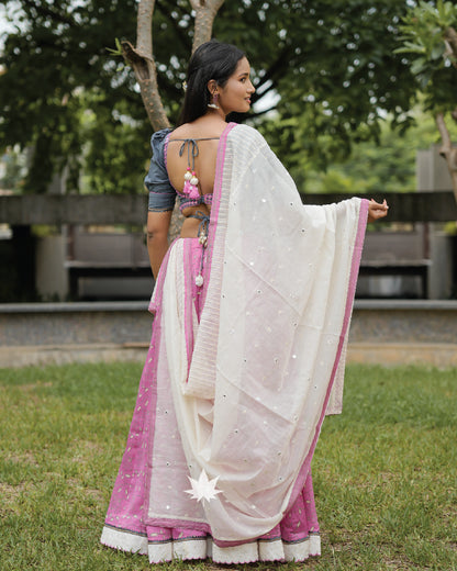 Grey and pink chaniya choli set