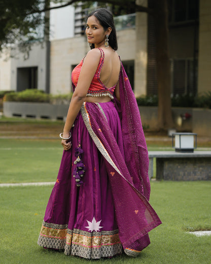 Pink and purple chaniya choli set